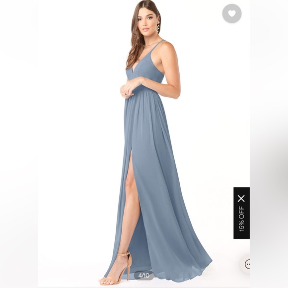 Azazie Aaida Dusty Blue Bridesmaid Dress - Picture 6 of 17